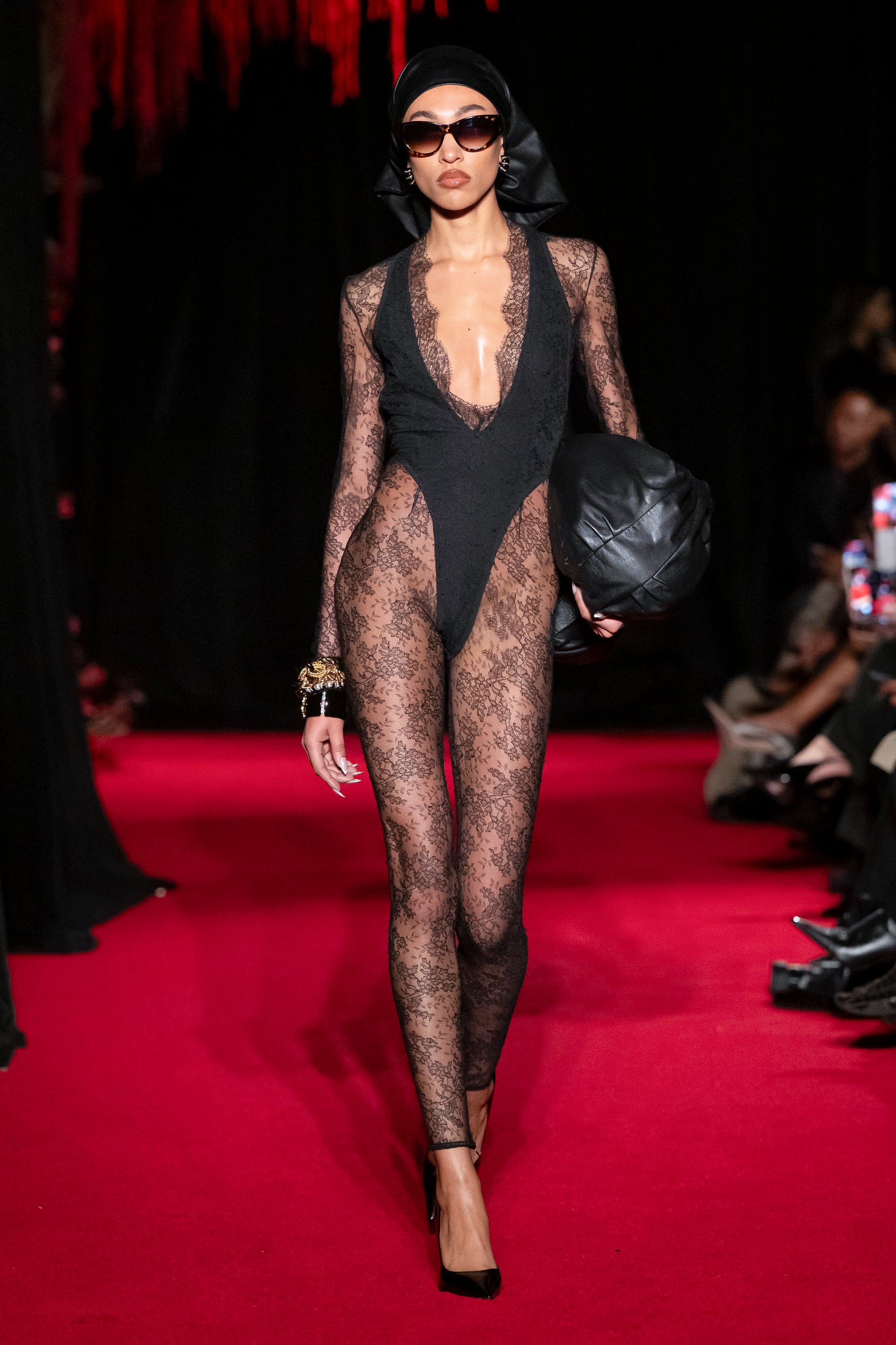 LaQuan Smith Deep V Full Length Catsuit