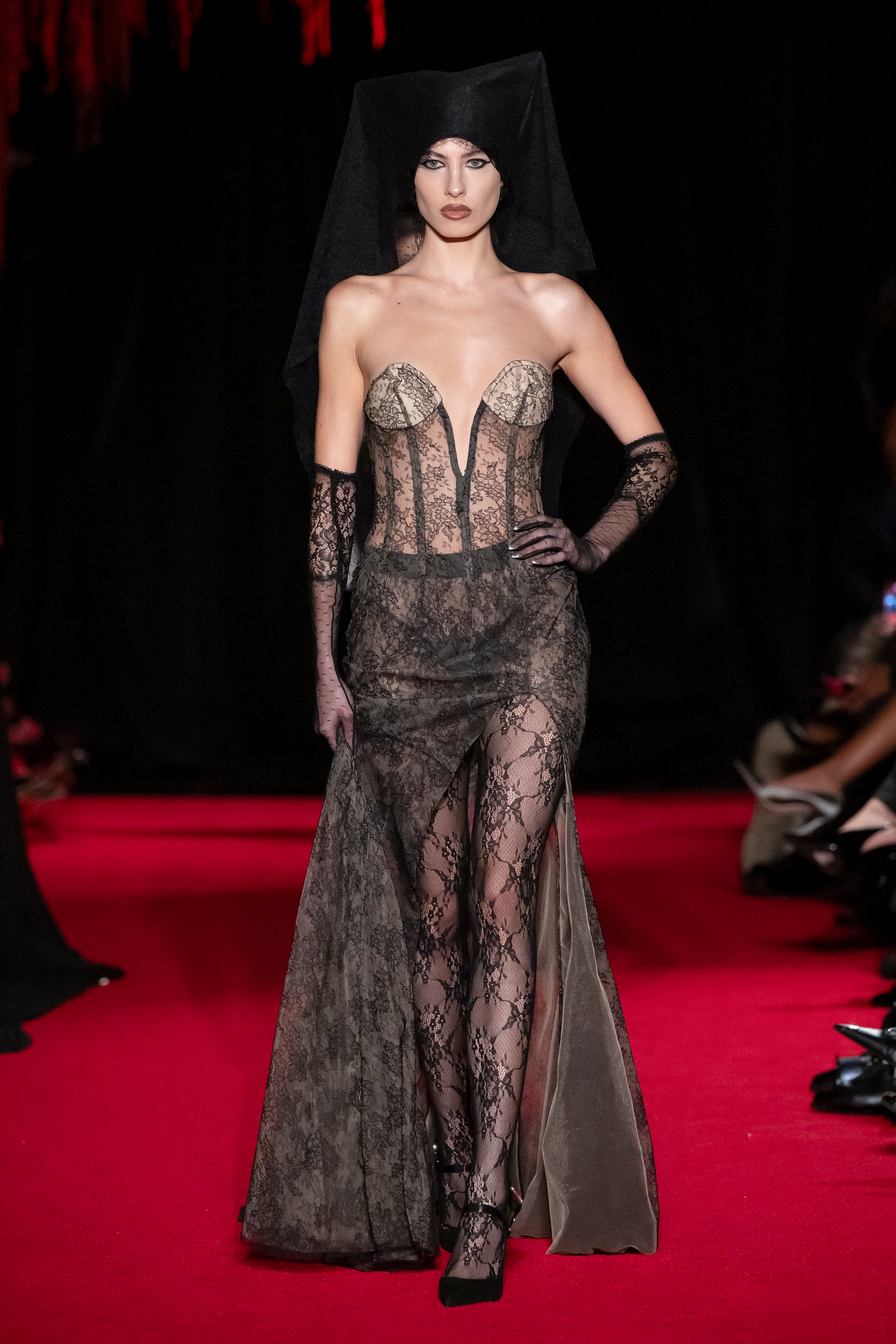 LaQuan Smith Sheer Backless Gown