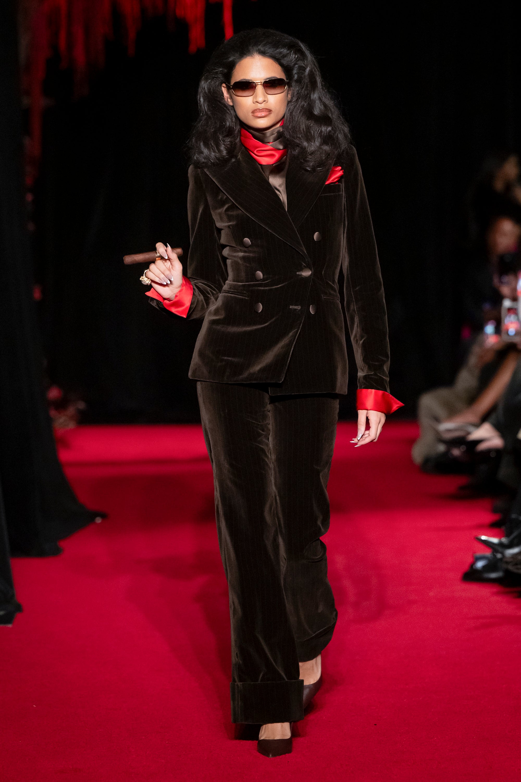 LaQuan Smith Brown DBL Breasted Velvet Jacket