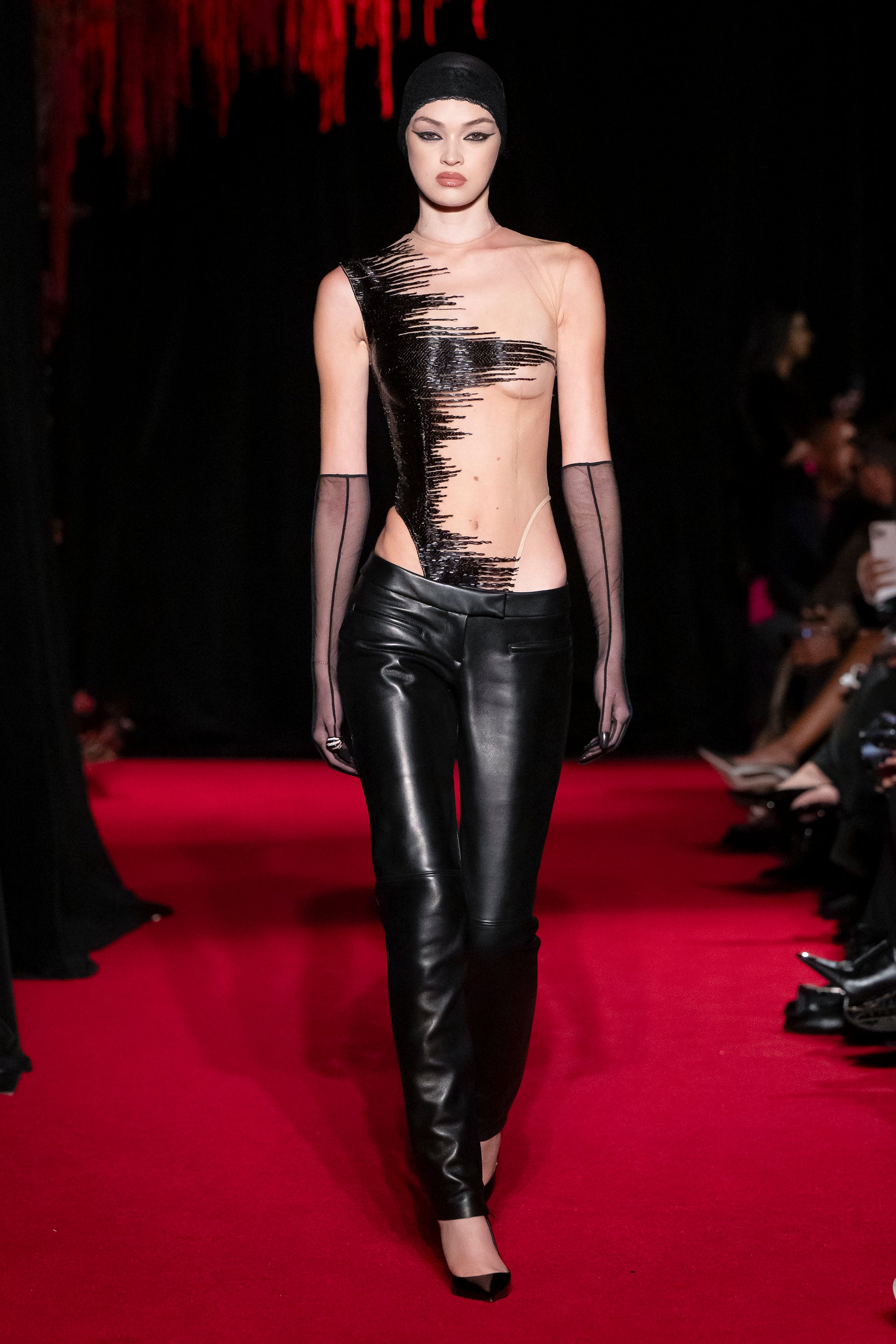 LaQuan Smith Contrast Illusion Bodysuit