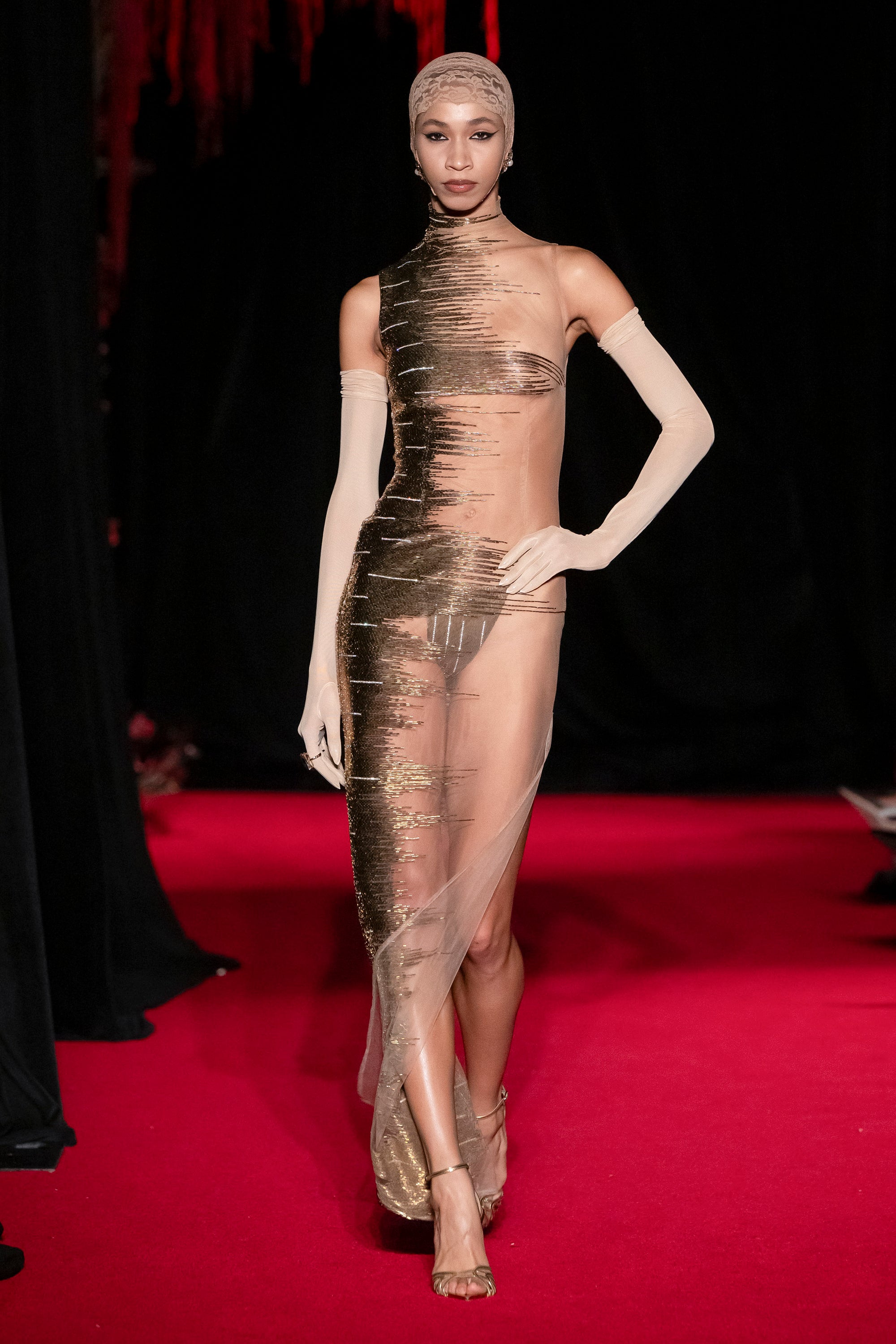 LaQuan Smith Contrast Illusion Gown